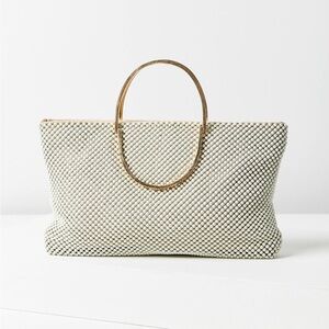 Vintage 80s ‘Bags By Marlo’ Ivory Bubble Chainmail Handbag w Gold Handles - EUC